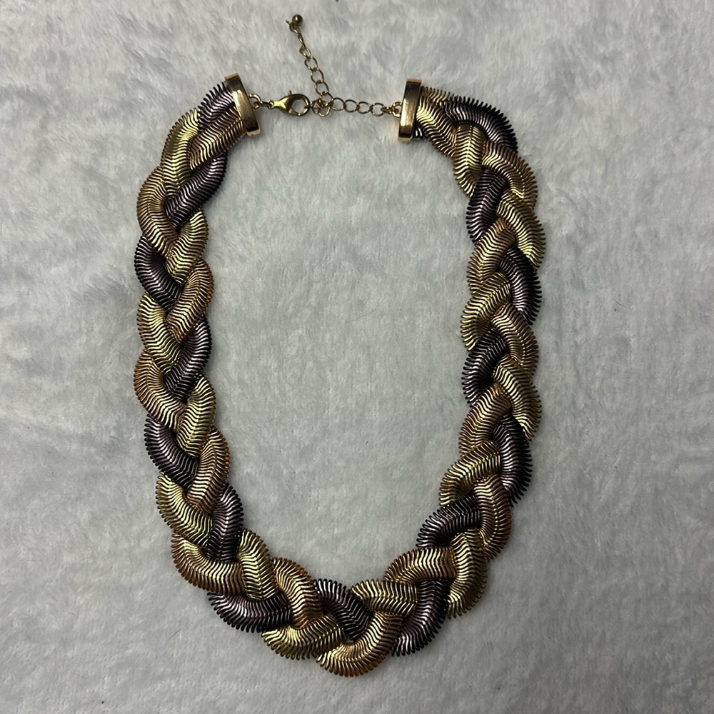 Tri-Tone Braided Necklace